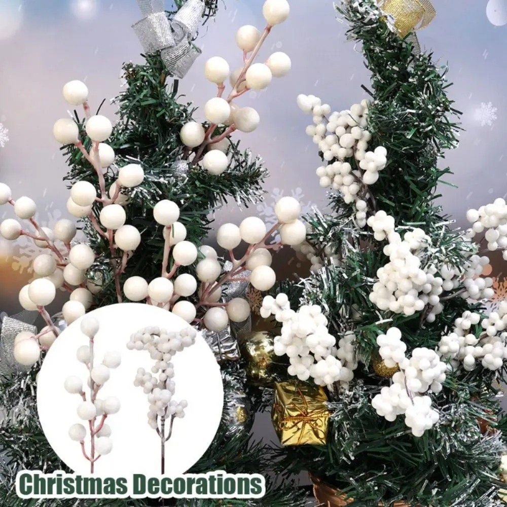 10Pcs Simulation Christmas Berry Branches Xmas Wreath Dress Up New Year Decorations Artificial Berries Props Fruit Flowers DIY