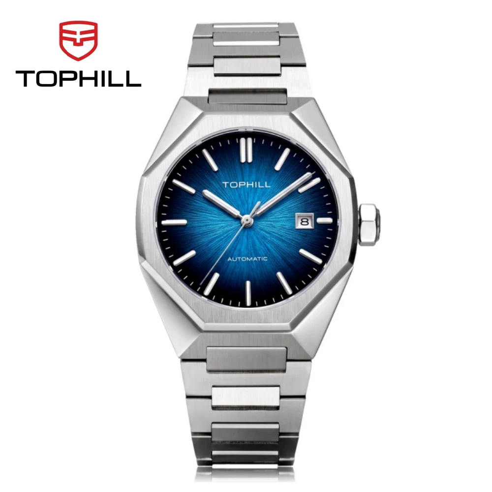 TOPHILL 39mm Miyota 8215 Mechanical Watches Men Automatic See-Through Caseback Butterfly Clasp 5ATM Luminous TW102G