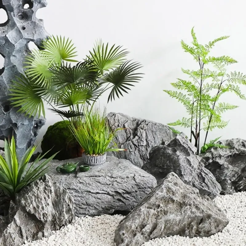 Lightweight Artificial Rocks for Landscaping Durable Fiberglass Decorative Stones for Lawn Garden Easy to Move Simulated