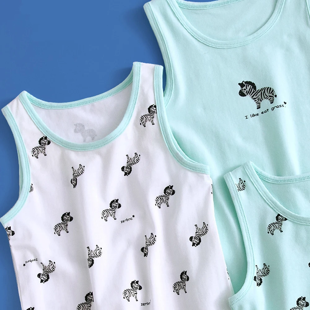 Girls Underwear Vests Thin 3pcs Summer Cute Undershirt Boys Cartoon Sleeveless Cotton T-Shirts Children Tops Teen Homewear 3-8T