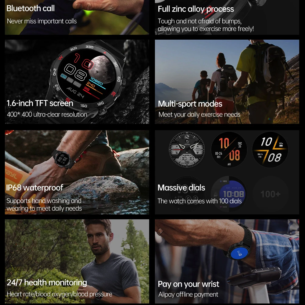 Reprodução de música local 4gb memória relógio inteligente chamada dente azul esportes relógios à prova dwaterproof água freqüência cardíaca das mulheres dos homens tempo smartwatch