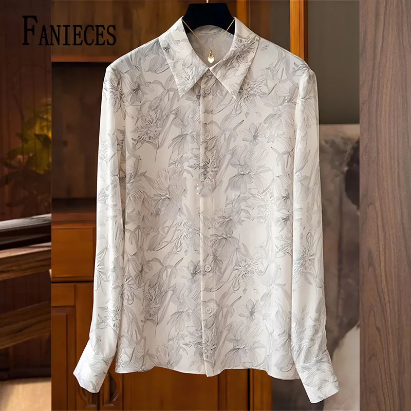 

FANIECES S-4XL Plus Size Women Buttons Tops Elegant Print Shirts Blouses Fashion Blusas Mujer 2024 Spring Stylish Oversize 6831