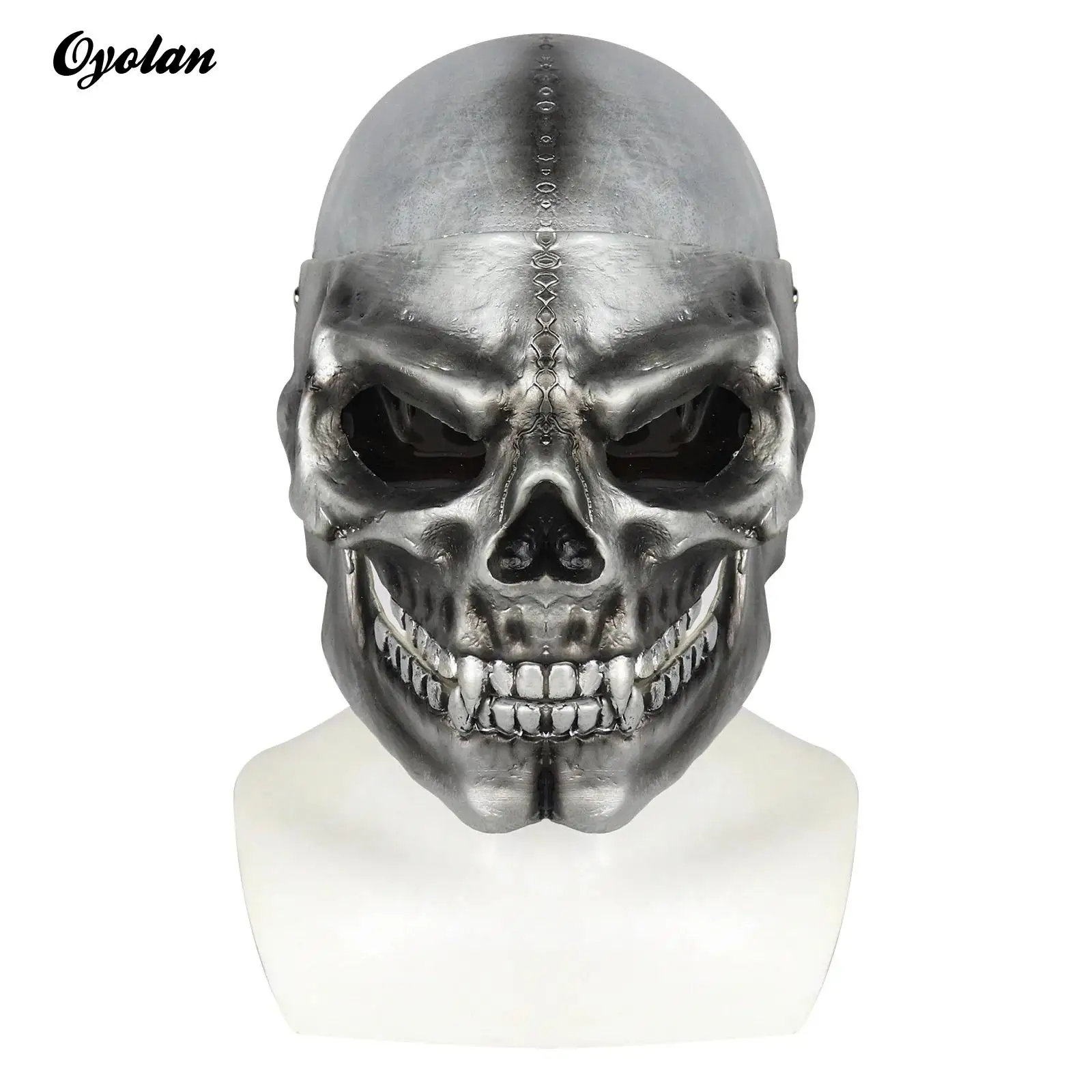 

Realistic Creepy Scary Horror Adult Skull Helmet Skeleton Full Head Mask for Halloween Cosplay Costume Fancy Party Accessory