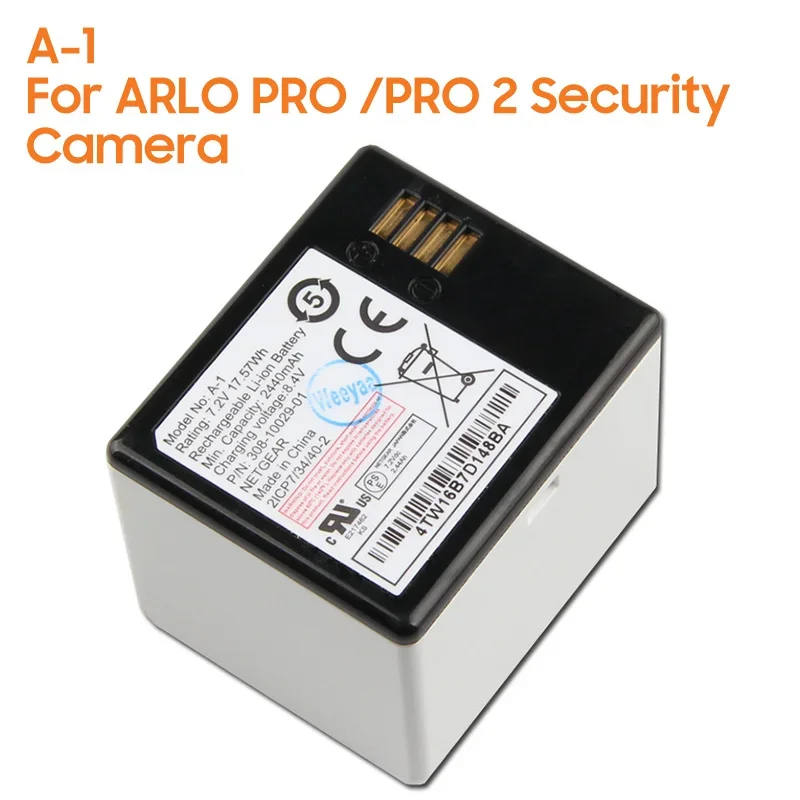 

Replacement Battery A-1 For ARLO PRO PRO 2 Security Camera VMA4400 VMC4030 VMS4230P NETGEAR Rechargeable Battery 2440mAh