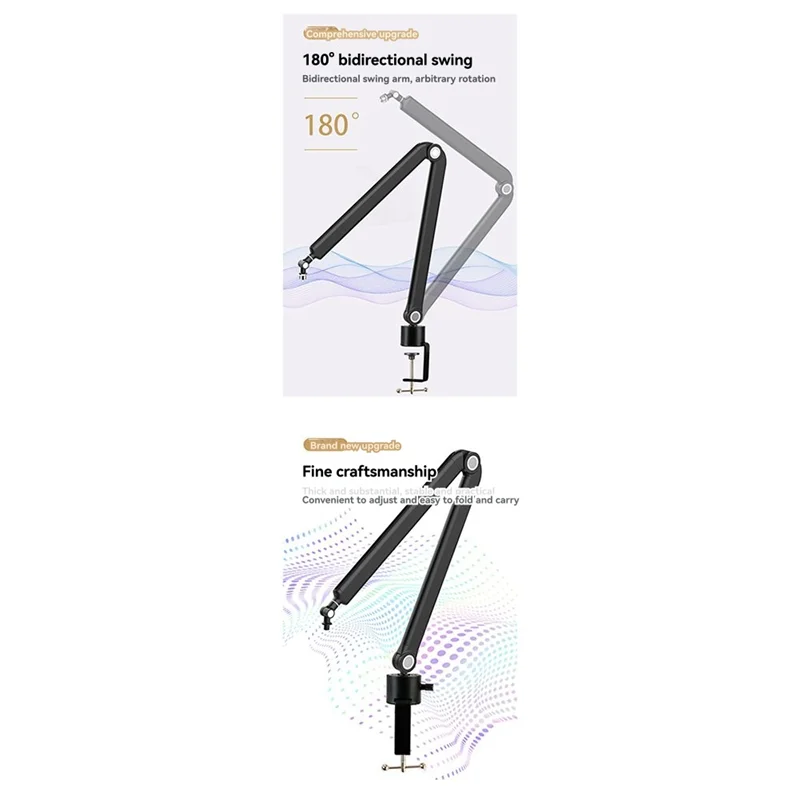 

-ABGQ Microphone Boom Arm,360°Rotatable Mic Stand,Microphone Holder With 3/8In 5/8In Adapters,Microphone Arm With Accessories