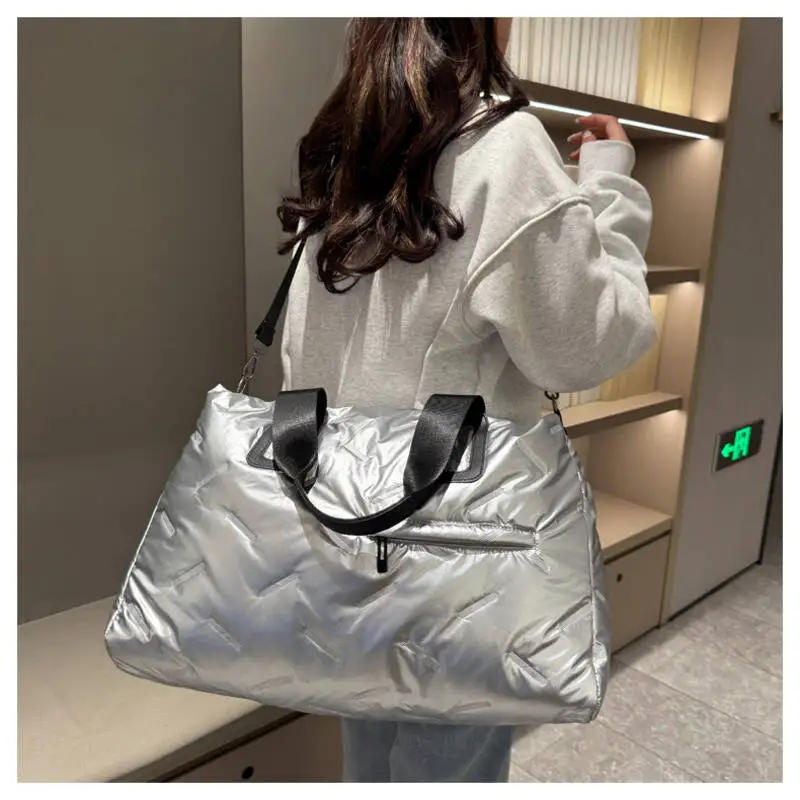 

Premier High-Gloss Embossed Large Capacity Travel Bag Stylish Shoulder Tote Gym Bag Trendy Waterproof Short Trip Luggage Bag