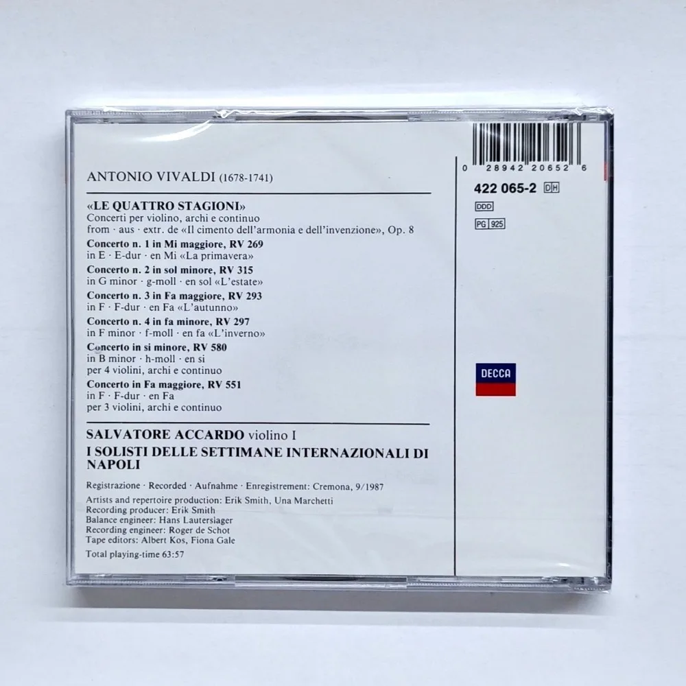 Vivaldi The Four Seasons CD Accardo's Penguin Three Stars مع تحفة الكمان الكلاسيكية على شكل زهرة لهواة جمع الموسيقى الكلاسيكية