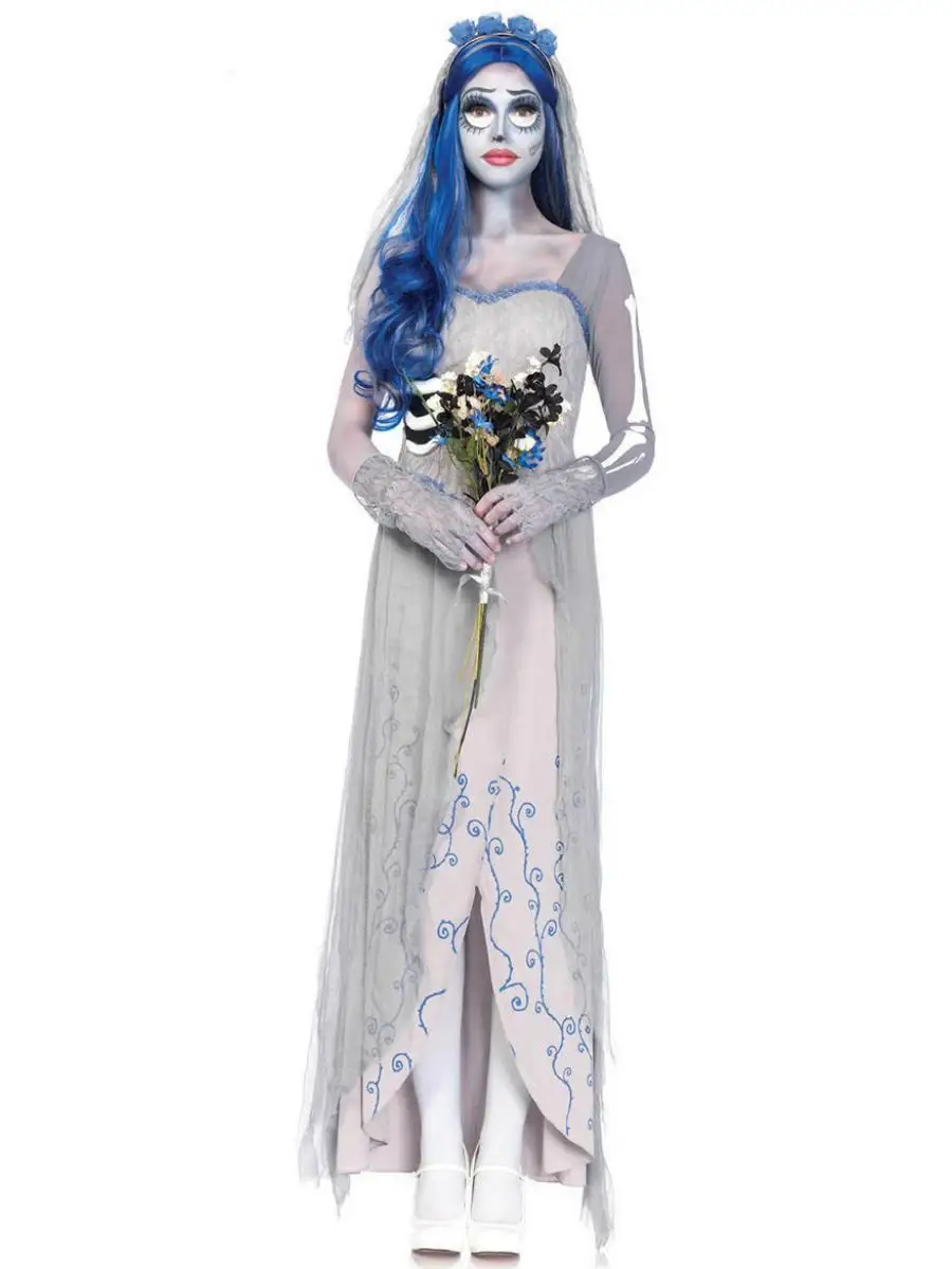 

White Ghost Dr Long Skirt Wedding eup Dance Par Role Play Costume Ghost Outfit Death God Performance Costume Women
