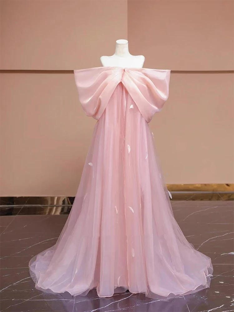 

Pink Morning Robe Women's 2026 New High-End Brideom Morning ot Dr One oulder Engagement Wedding Dr Evening Gown