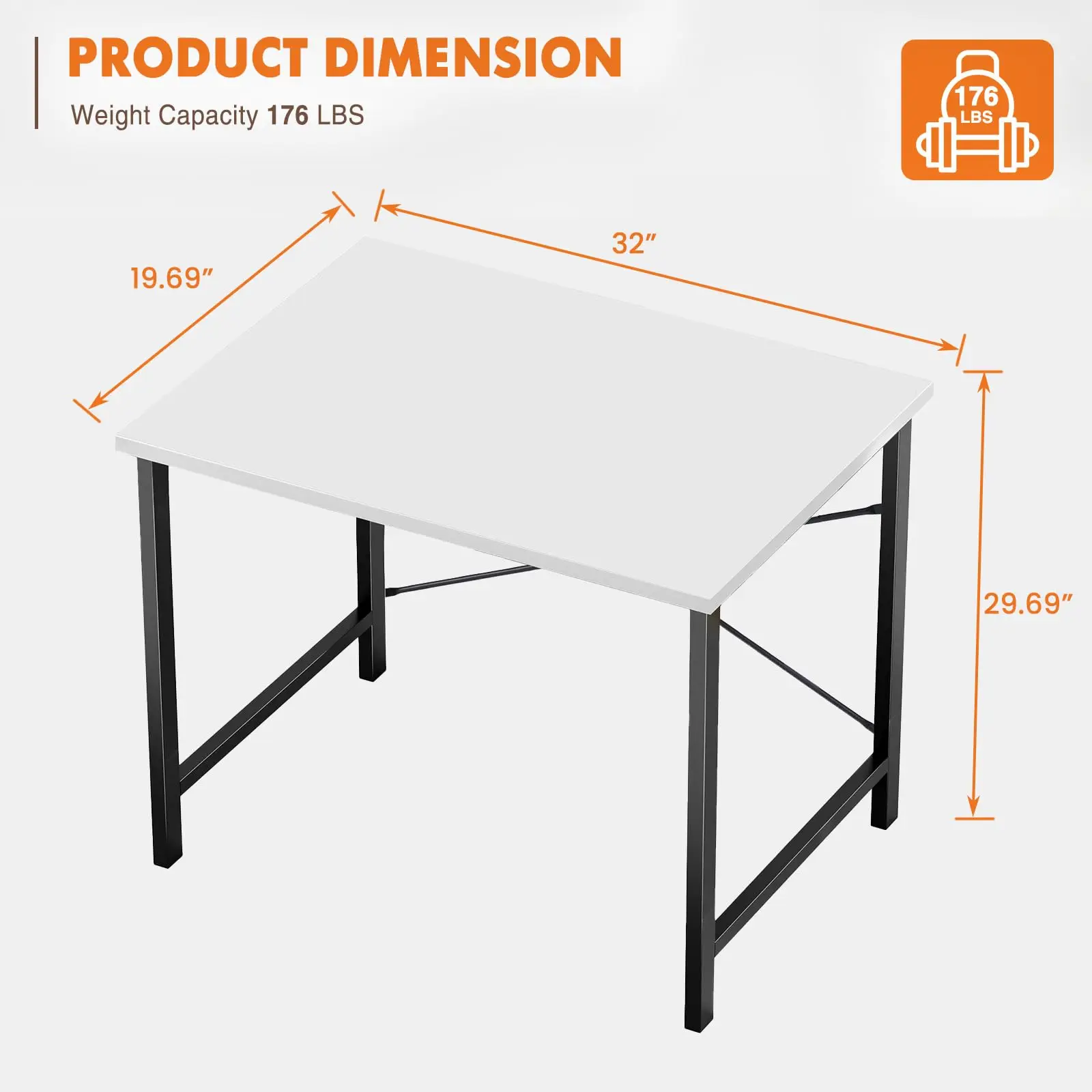 JHK Computer Office Desk Writing Study Office Gaming Table Modern Simple Style Compact Metal Frame Wood Tabletop Easy Assembly
