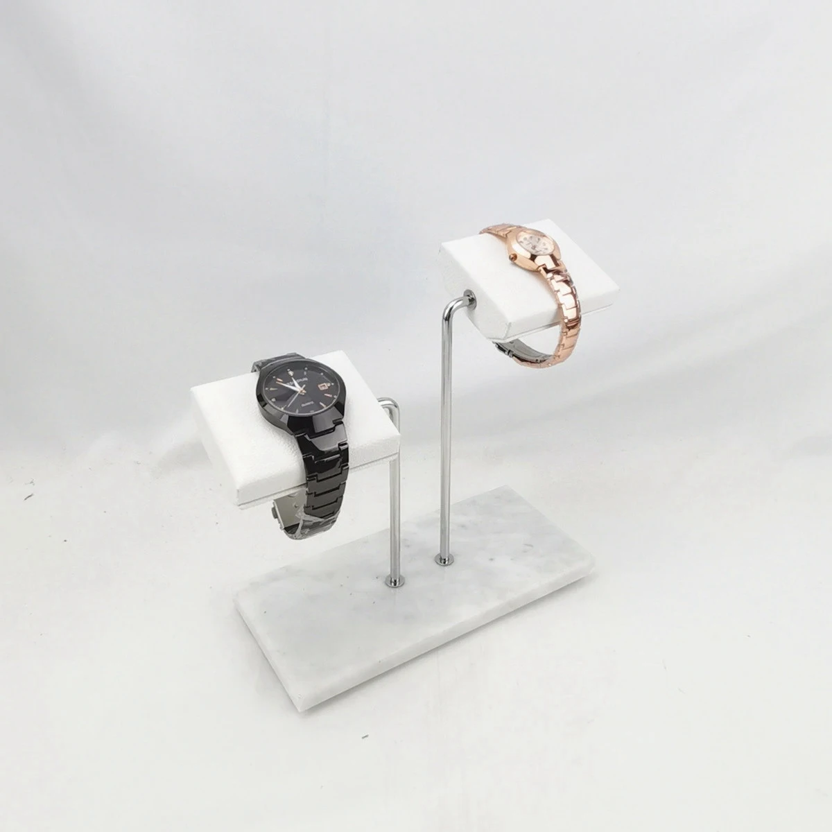 Marble Watch Stand New Creative Watch Display Stand Double Watch Stand PU Leather Watch Holder White