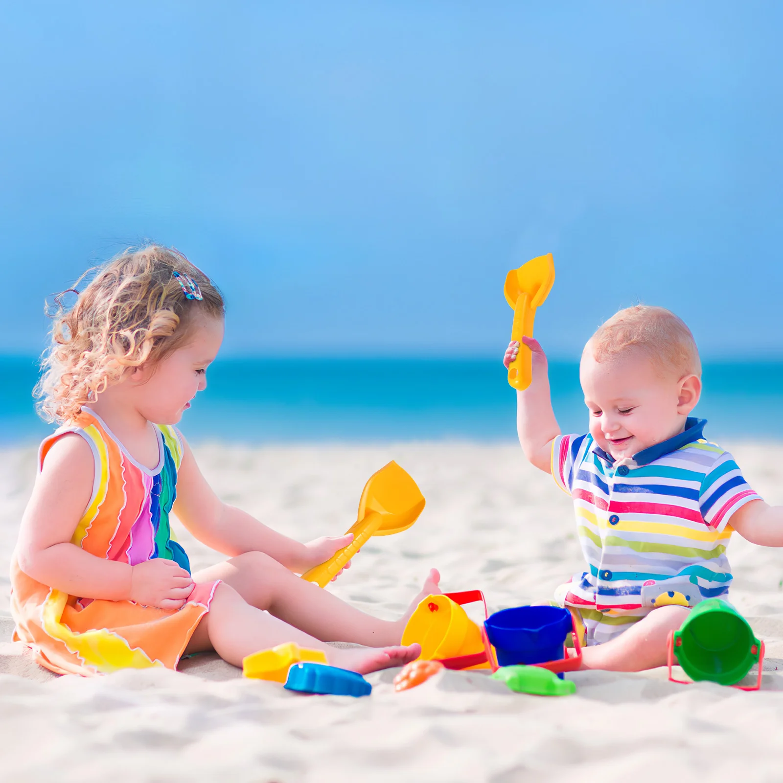 Pelles de sable de plage pour enfants, jouets d'extérieur jaunes, matériel de qualité supérieure, fête amusante, jeu dans l'arrière-cour, 18cm, 8 pièces