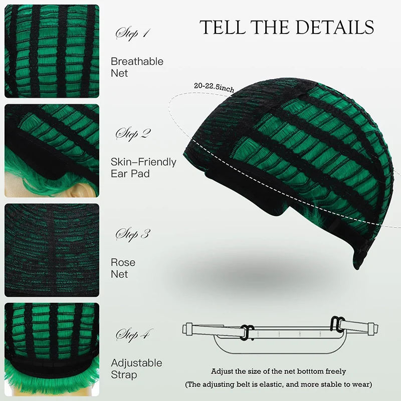 مأدبة الملابس مباراة ملونة قصيرة الشعر الكرة دعوى رجل اللباس هيربيسي لا الانفجارات شعر مستعار مساء حزب أغطية الرأس الأذن طول الشعر #5