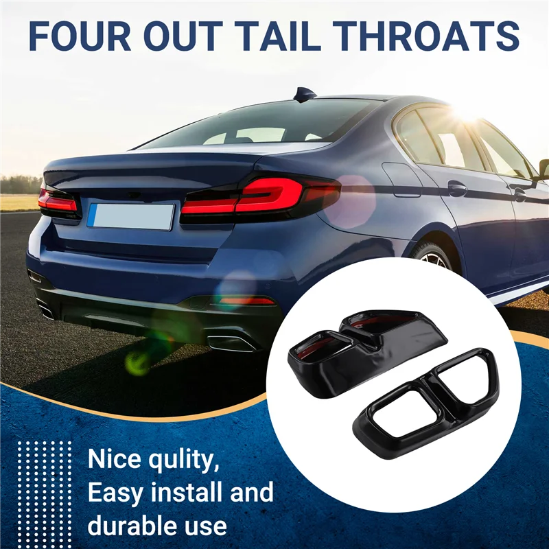 1 Pair Car Tail Exhaust Pipe Outlet Muffler Pipe Cover Decorative Tail Throat Frame For BMW 5 Series G30 G38 2018 - 2022