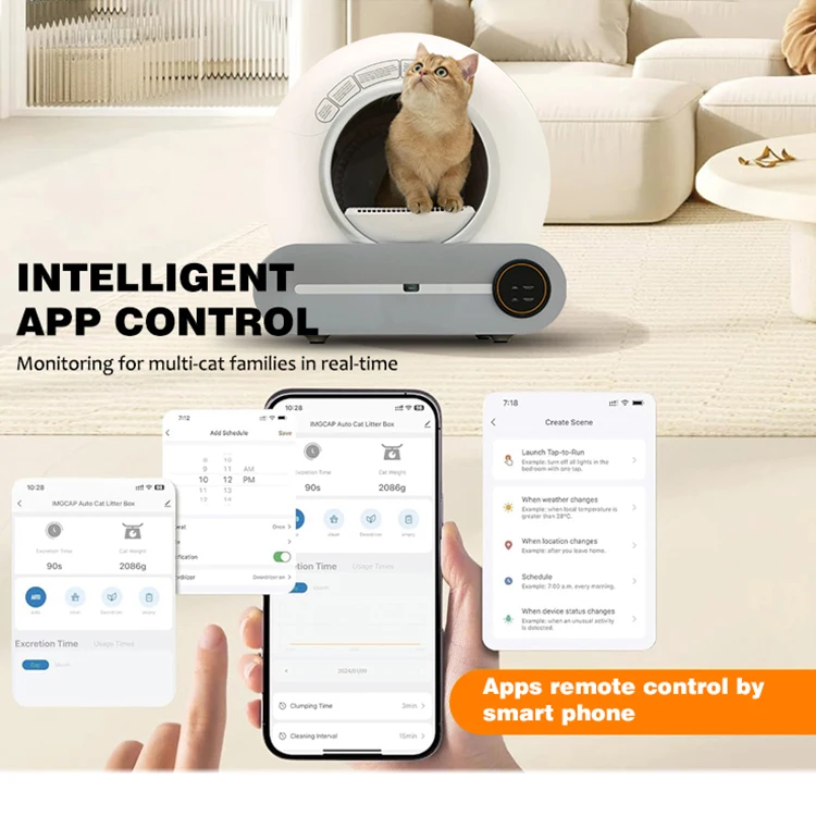 OEM nuevo control de aplicación inteligente automática autolimpiante caja de arena desmontable Tonepie Smart Cat Toilet