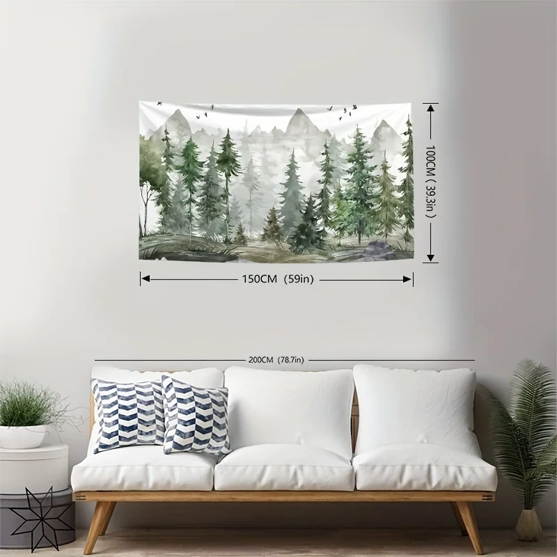 Forest Mountain Landscape Tapestry, Living Room, Bedroom, Office, Home Decoration, Room Decoration, Party Decoration