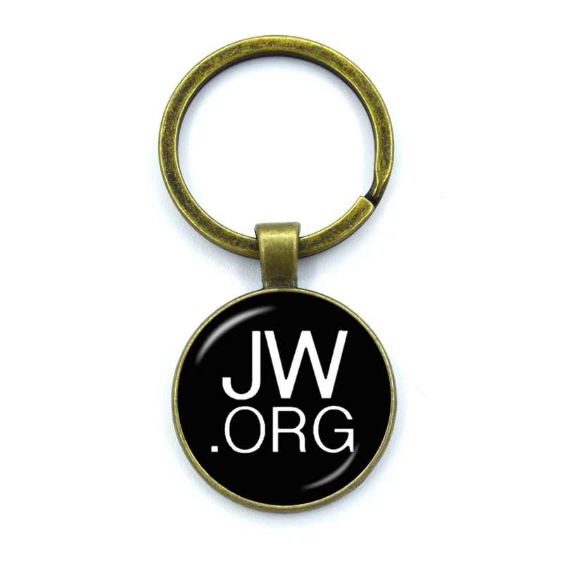 1PCS New JW.ORG Fashion Jewelry Alloy Keychain Glass Convex Charm Pendant Father and Son Jewelry Gift