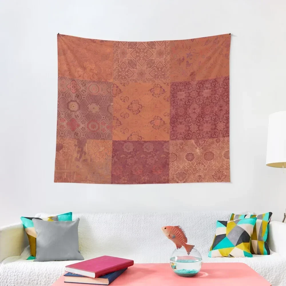 

Vintage Bohemian Quilt in Burnt Orange Tapestry Home Decoration Wall Tapestries Tapestry