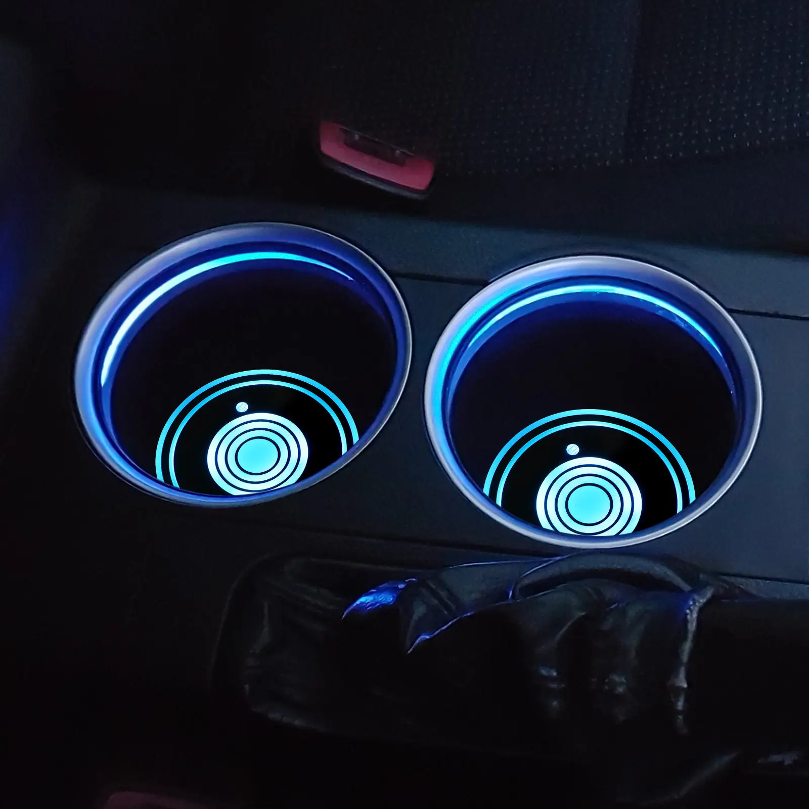 2Pcs LED Car Cup Pads Water Glass Mat Color Changing Suction Cup Beverage Coaster Car Dashboard Interior Lights