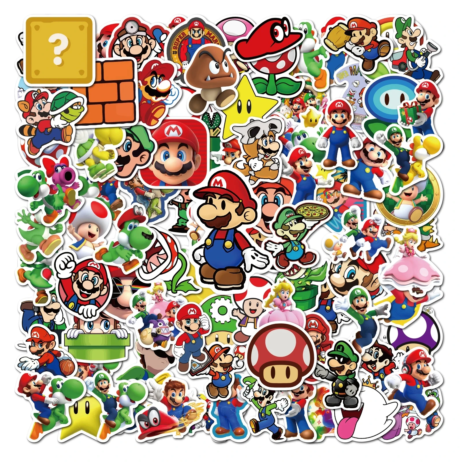 Autocollants du jeu Super Mario pour enfant, étiquettes pour scrapbooking, ordinateur portable, réfrigérateur, téléphone, skateboard, 10/50/100 pièces