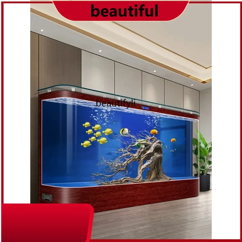 

Floor-to-ceiling ecological fish tank living room large water-free smart glass tank aquarium constant temperature H