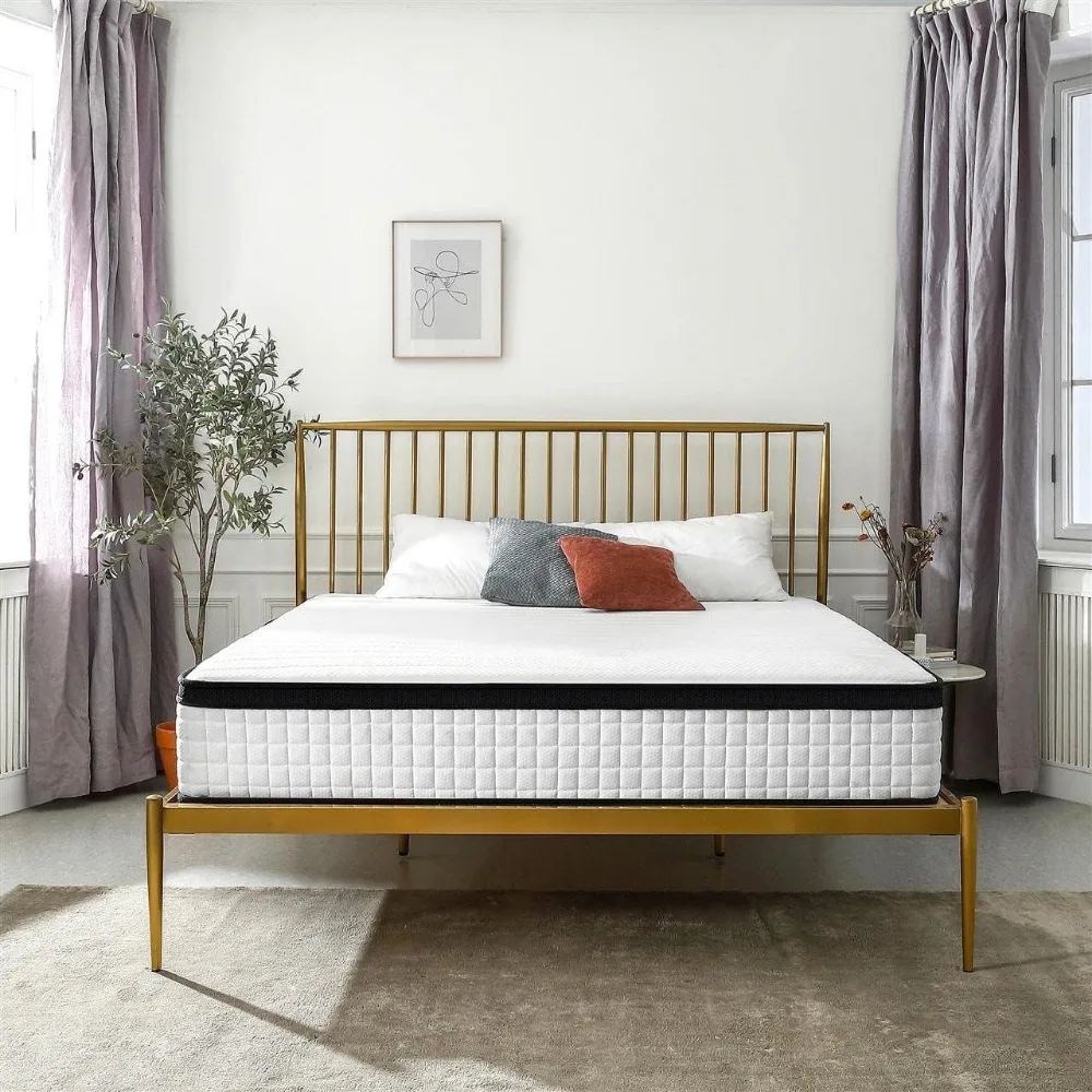 

12 Inch, Full XL Mattress, Gel Memory Foam Hybrid Mattress with Pocket Spring, Medium Firm - Supportive & Pressure Relief, Fiber