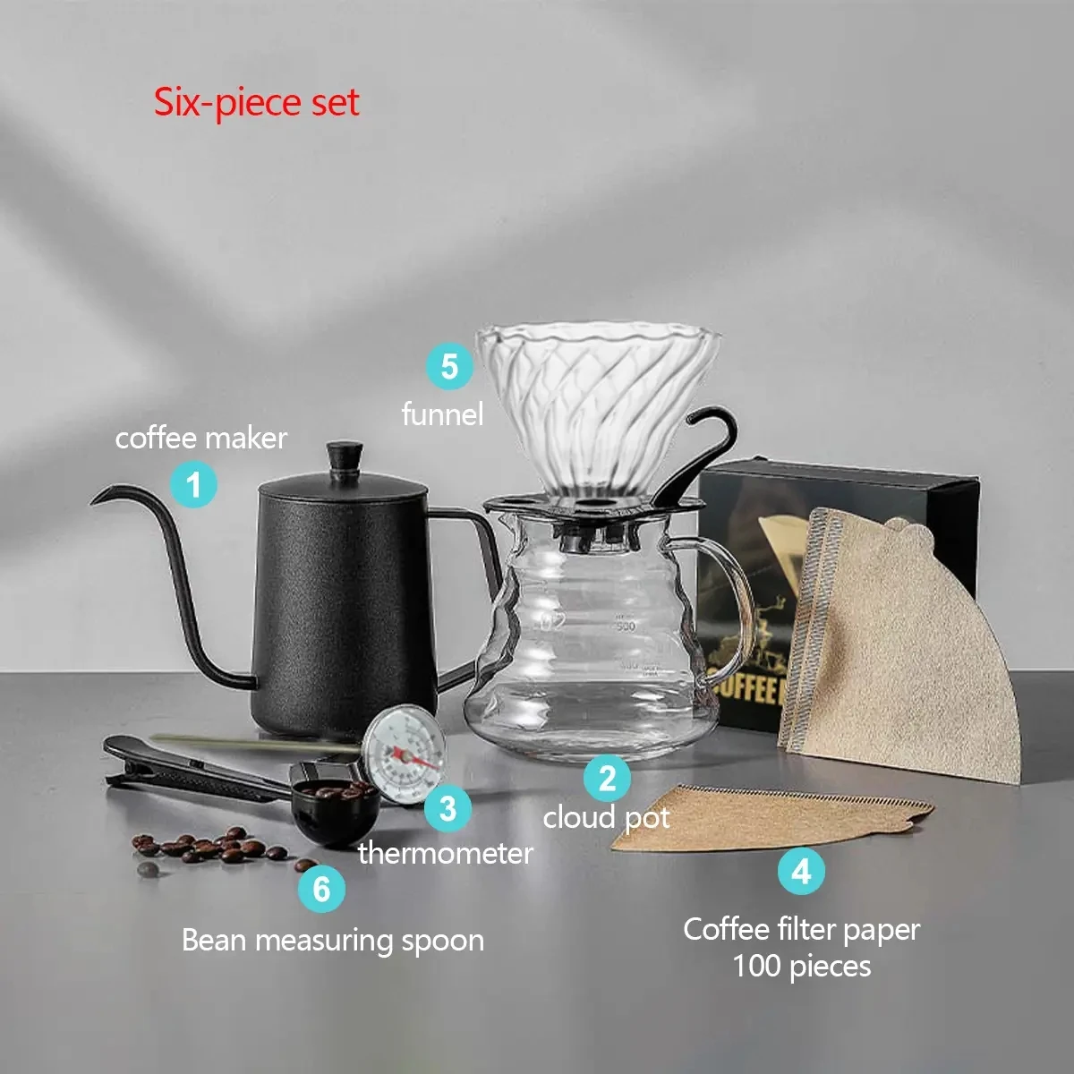 5/6/7pcs-Fashion Portable Coffee Set Grinder Scale With Timer Pour Over Coffee Kettle Drip Coffee Maker Accessories Gift