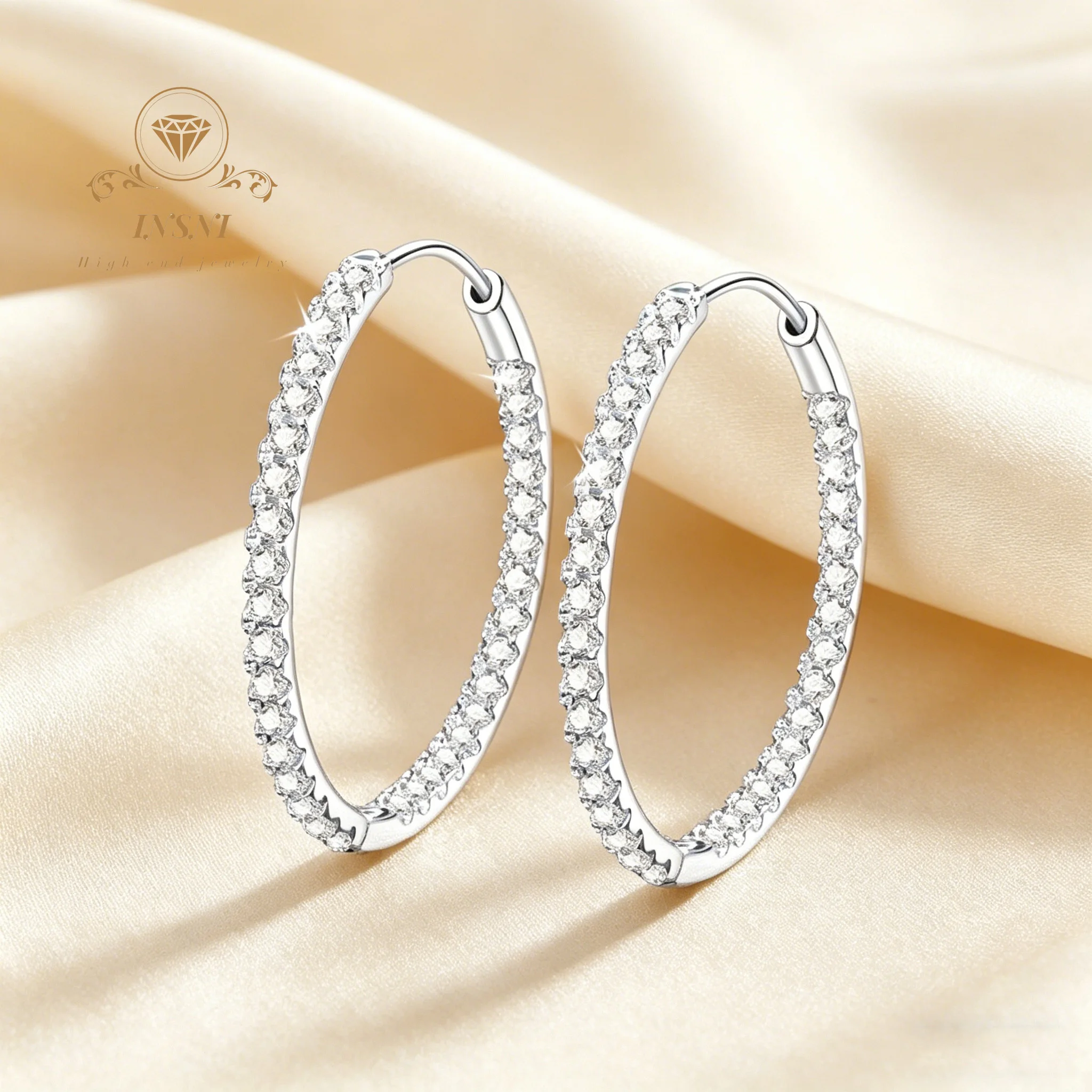 

Full Diamond Moissanite S925 Sterling Silver Light Luxury French High-end Earrings Versatile Affordable Fashion Luxury Jewelry