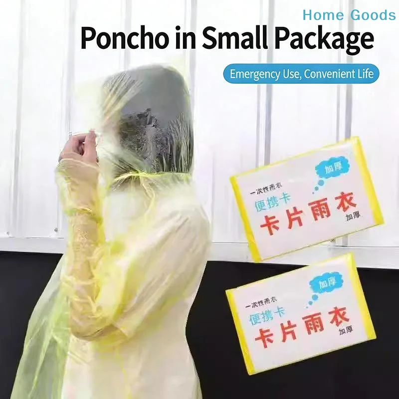1pc Disposable Waterproof Raincoat Card Pocket Lightweight Poncho Compact Travel Outdoor Hiking Emergency Rain Protectionproduct