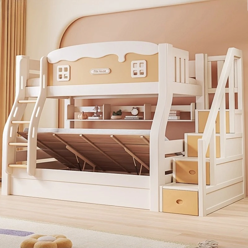 

120x200 160x200 180x200 cm Modern Cherry wood bunk bed 2 people loft bedroom beds Double full size bed frame Bedroom Furniture