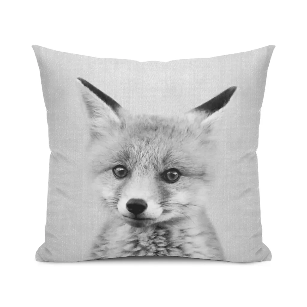 

Baby Fox - Black & White Cushion Cover Pillowcase Decoration Cushion Pillow