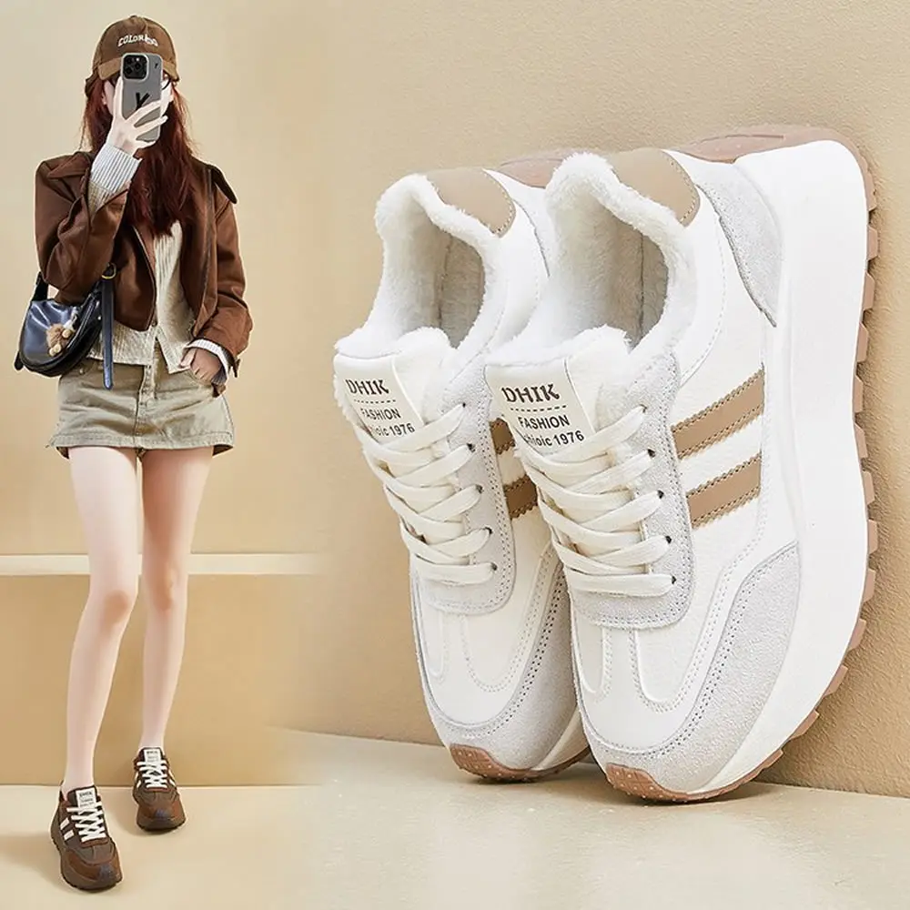 جديد 2025 لربيع وصيف وخريف ثي بوت كعب زيادة المرأة عادية oes سطح الجلود الربط Sports oes طالب