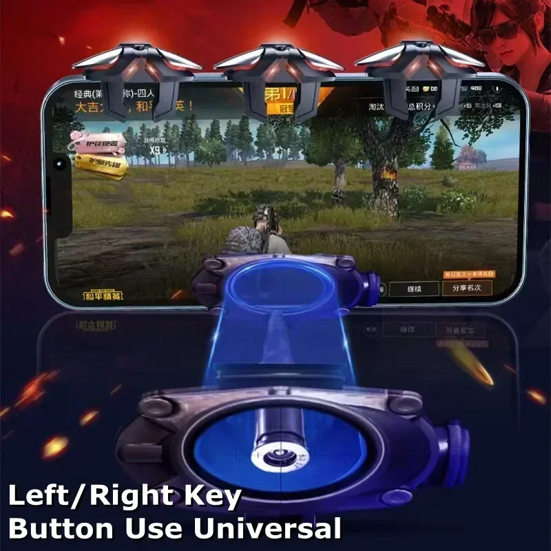 6 Finger Mobile Phone Alloy Pulse Auto Fire Game Trigger for PUBG Aim Shooter L1R1 Key Button for IOS Android Gaming Accessories