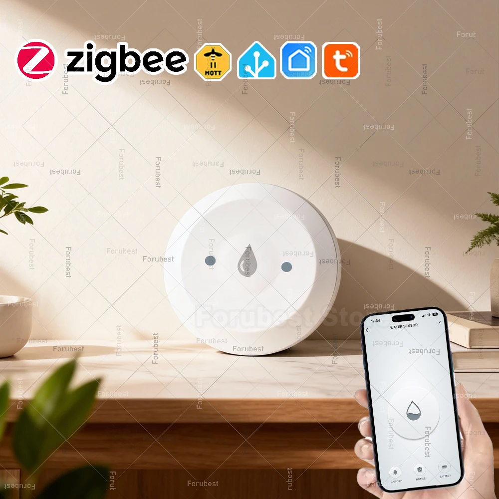 Tuya ZigBee Smart Water Sensor Leak Detector Flood Water Leakage Sensor Smart Life Control Works With Zigbee Gateway Zigbee2MQTT