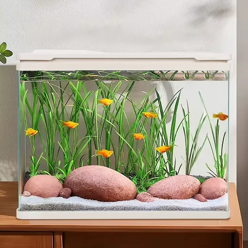 Relaxlines Wholesale Glass Fish Tank Office Desktop Aquarium Tank With Led Light Small Desktop Ecological Aquarium Fish Tank