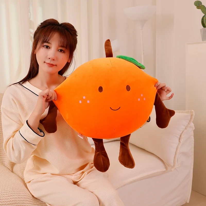 40 ~ 80Cm Squishy Cam Búp Bê Sang Trọng Đồ Chơi Trái Cây Happy Sang Trọng Gối Nhồi Bông Mềm Thực Phẩm Plushie Có Chân Màu Cam peluche Trẻ Em Quà Tặng