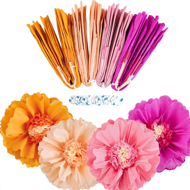 5-teiliges Set mit riesigen rosa Seidenpapierblumen für Partys, 20 Zoll (ca. 50,8 cm) Frühlings-/Sommer-Geburtstagsparty-Dekoration, für den Frühlings- und Geburtstagsgebrauch – Detail 3