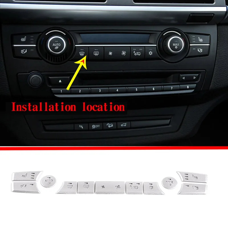 

For BMW X5 X6 E70 E71 08-13 aluminum alloy silver center console air conditioning button decoration stickers car supplies