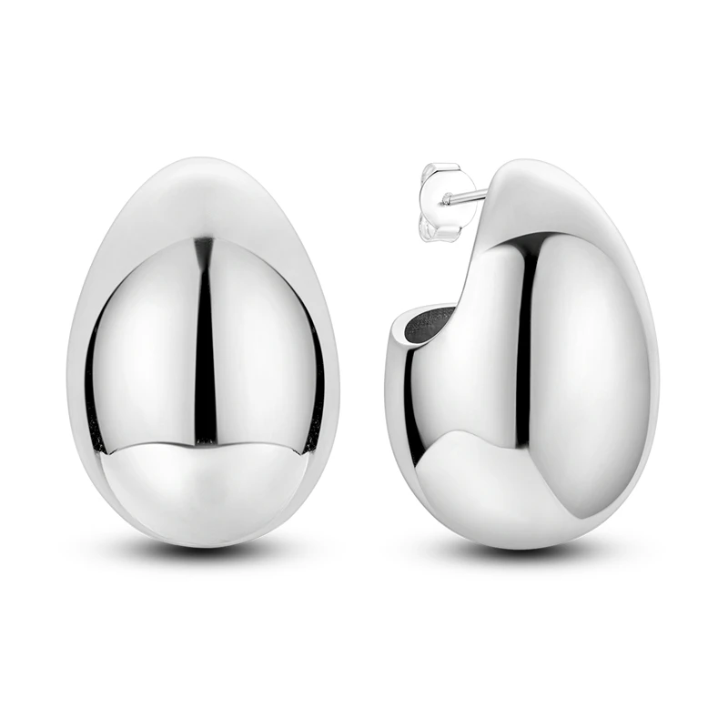 

925 Sterling Silver Earrings Women Sparkling 3D Egg Shaped Stud Earring For Anniversary Wedding Jewelry Gifts