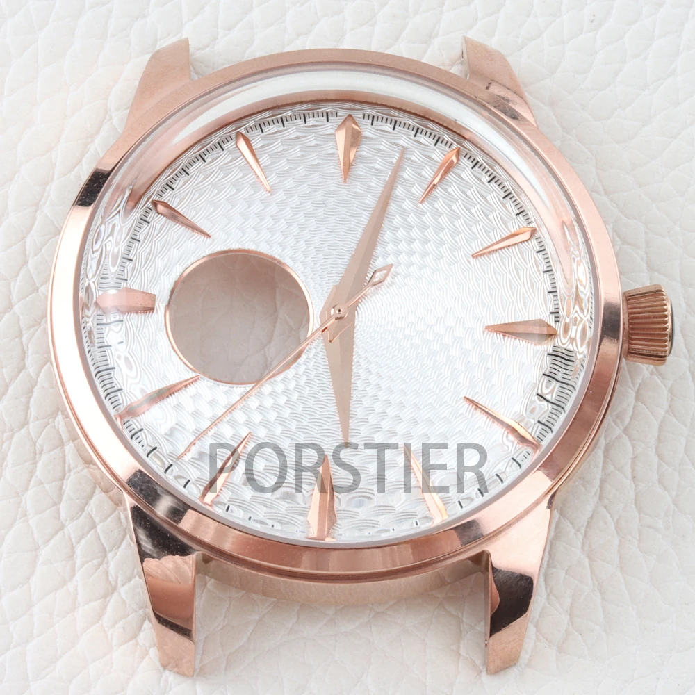 Fit Cocktail 40mm NH38 case Rose Gold/Silver Arched Glas for NH35 NH36 NH38 movement 35mm Dial and Hands High Quality Waterproof