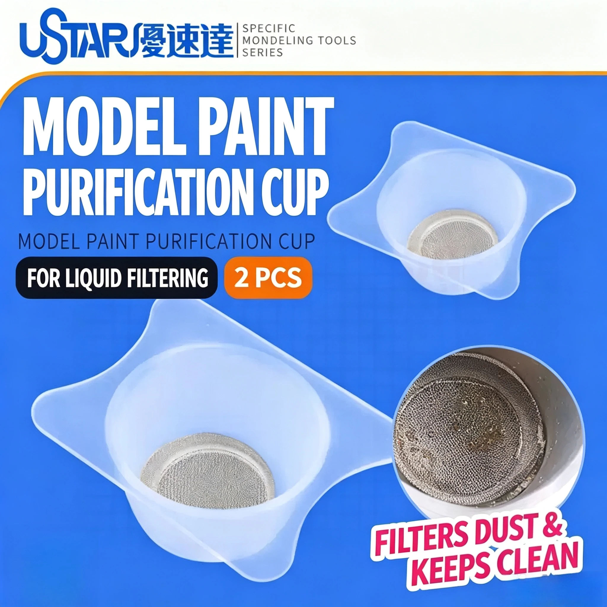 U‑STAR 2‑Pack Paint Filter Purification Cup UA‑90001/90002 Filter Screen For Multiple Airbrushes Model Hobby Spraying Accessory