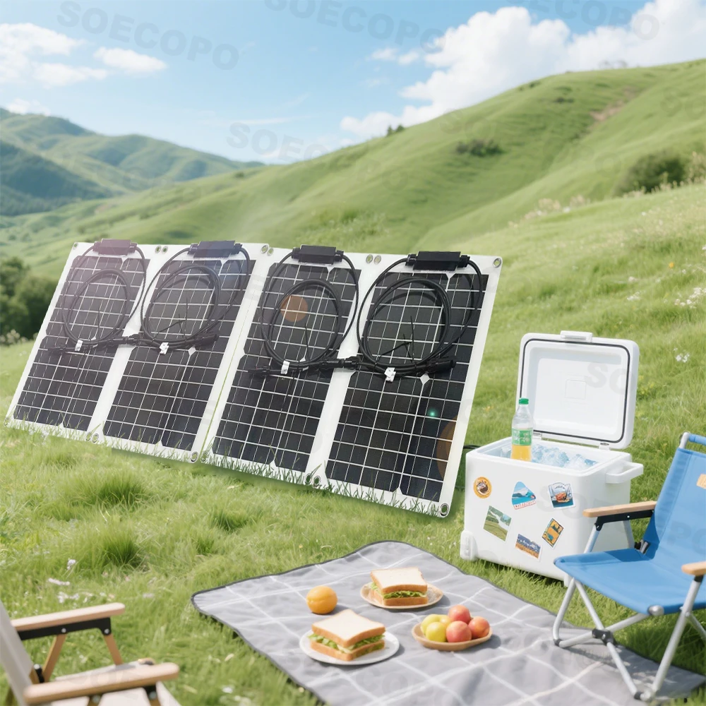 Portable Solar Panel Kit 4*1000W Photovoltaic Panels(18V) Free 100A Controller Dual USB for Powering Camping Equipment Balcony