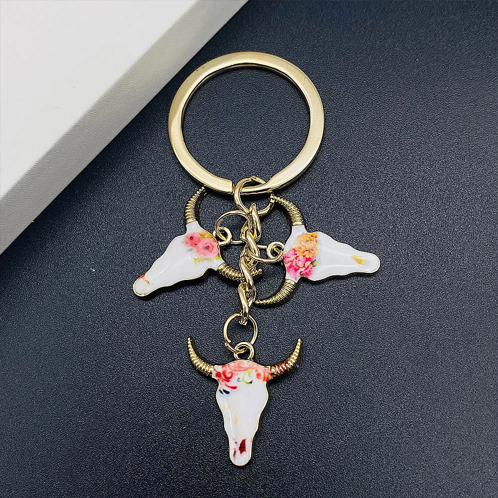 New Western Cowboy Style Keychain Pink Cowgirls Cowhead Hat Boots Pendant Keychains for Women Bag Men Car