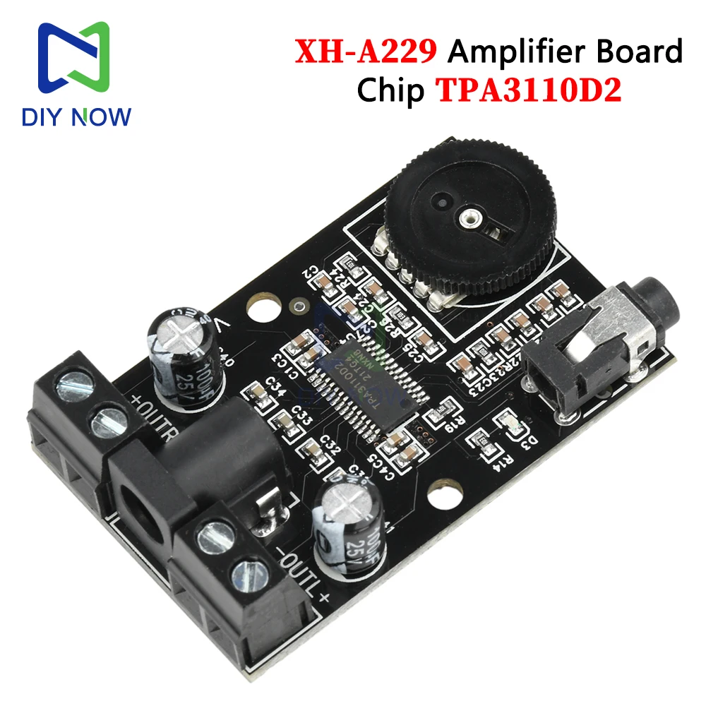 Xh-A229 Dc12V Mini Digital Power Amplifier Board Audio Amplifier Dual Channel 15W Tpa3110D2 Suitable For Electronic Devices