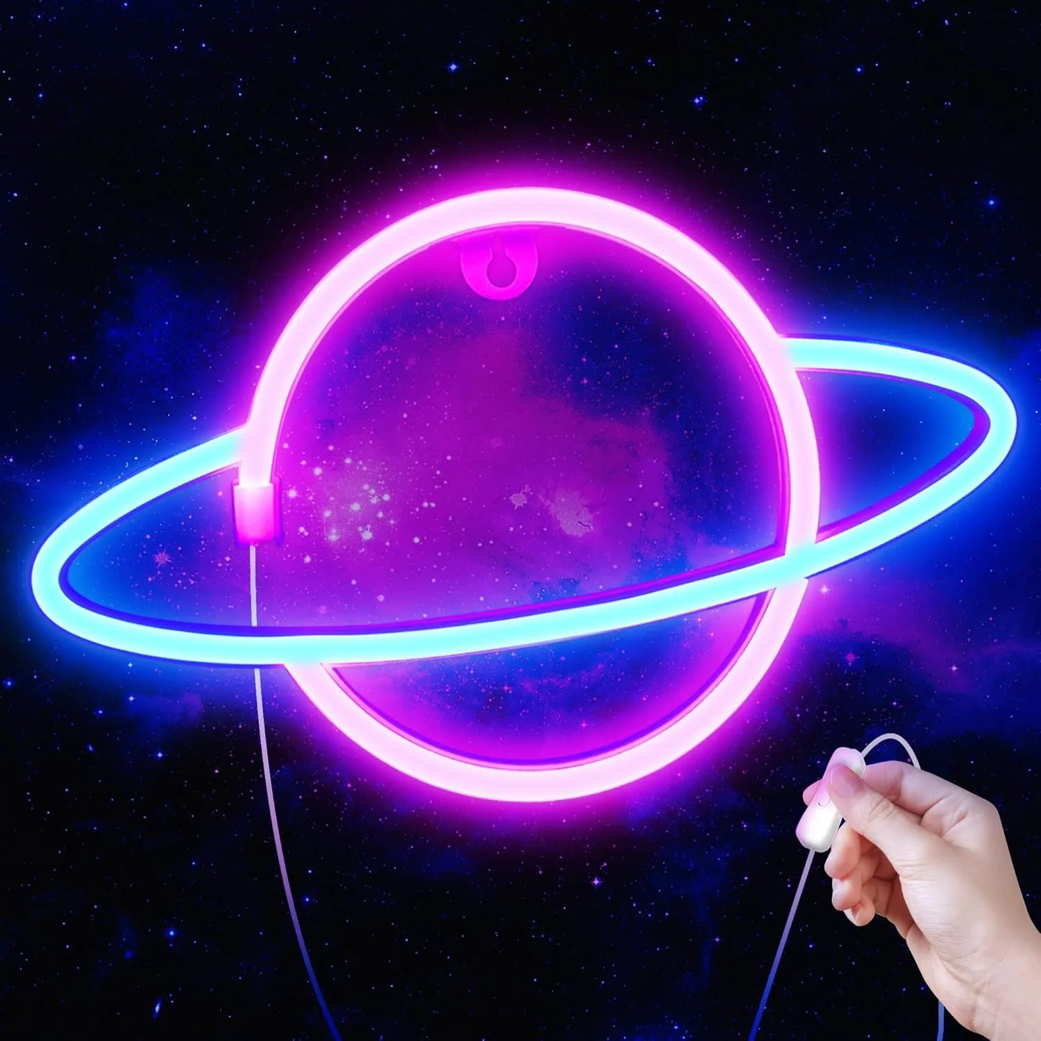 

New Planet Neon Signs for Wall Decor USB Powered Night Light Aesthetic Hanging Saturn Neon Planet Lights for Bedroom Gaming Room