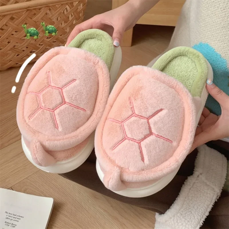 New cotton shoes padded creative fun small turtle soft bottom cotton slippers female winter home fashion warm comfortable indoor