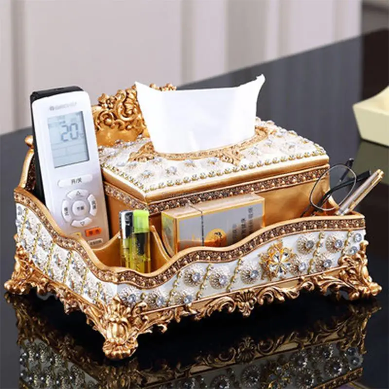 

European-style Tissue Box, Living Room Coffee Table, Household Pumping Box, Luxury Home Decoration, Multifunctional Storage Box