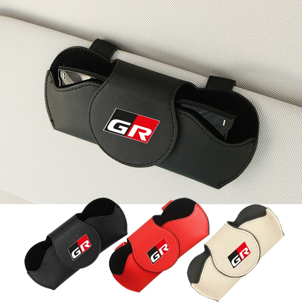 Car Glasses Case Sun Visor Multi-Function Glasses Holder Sunglasses Clip Card Ticket Holder for Toyota GR Gazoo Prado Prius