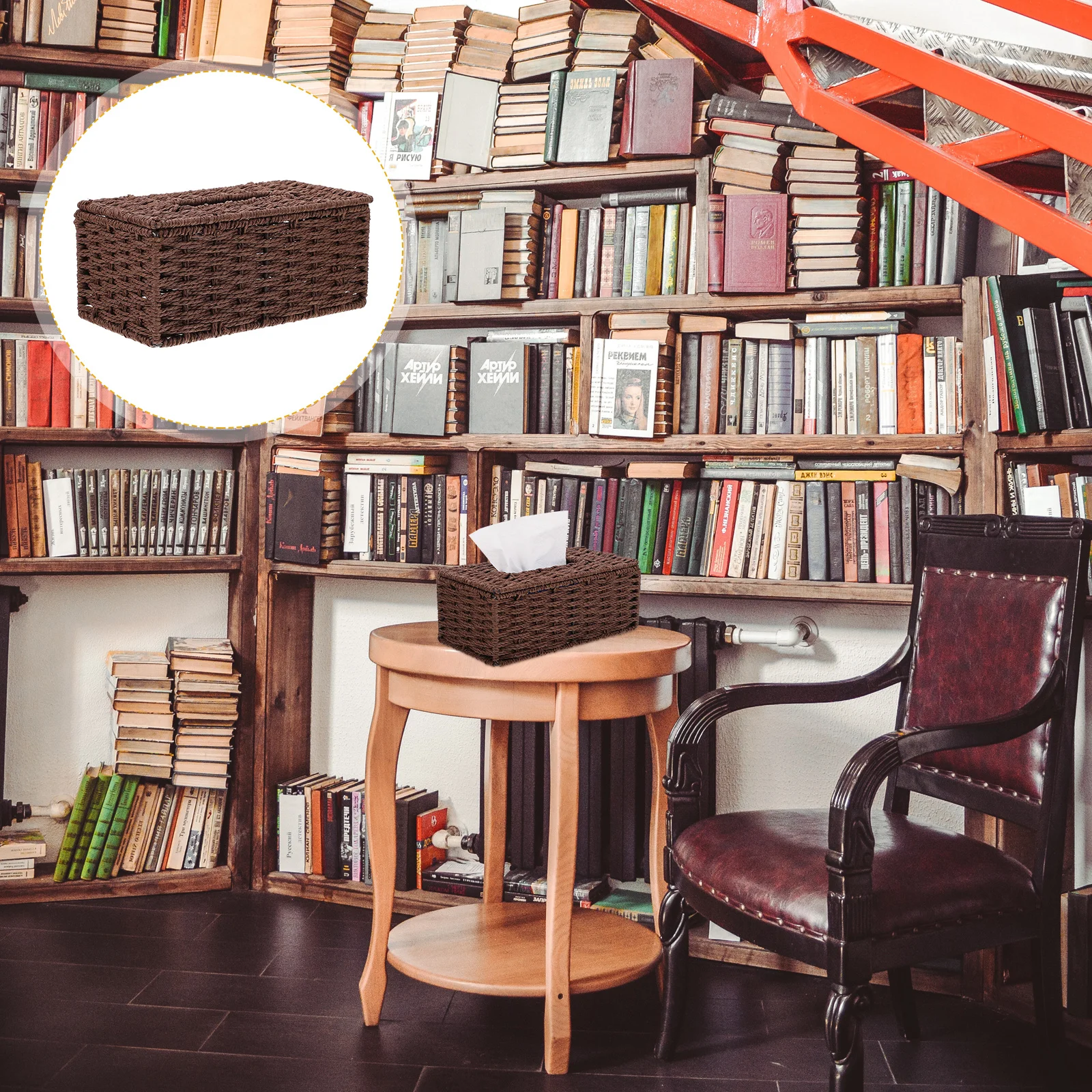 

1Pcs Woven Paper Rope Tissue Box Desktop Napkin Storage Holder Decorative Household Tissue Case Living Room Holder