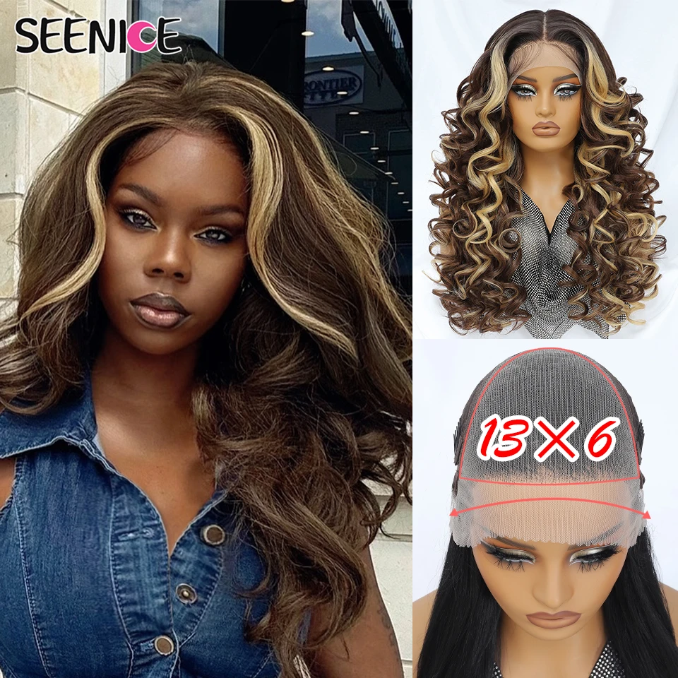 

Latisha 13X6 HD Lace Frontal Wigs Synthetic Pre Plucked Lace Front Wig with Babyhair for Women Curly Highlight Ombre Pink Blonde